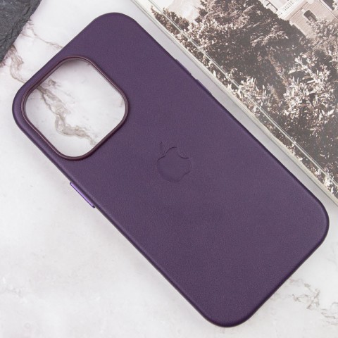 Шкіряний чохол Leather Case (AAA) with MagSafe and Animation для Apple iPhone 15 Pro Max (6.7") Dark Purple