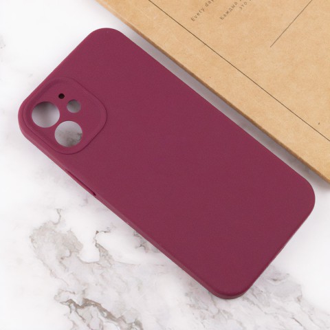 Чохол Silicone Case Full Camera Protective (AA) NO LOGO для Apple iPhone 12 (6.1") Бордовий / Plum