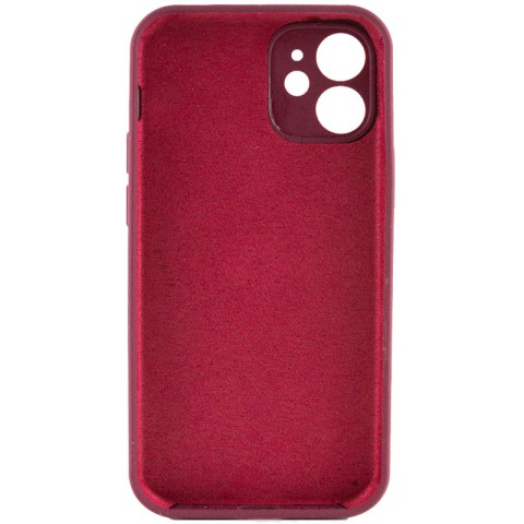 Чохол Silicone Case Full Camera Protective (AA) NO LOGO для Apple iPhone 12 (6.1") Бордовий / Plum