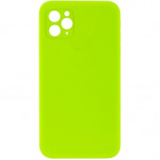 Silicone Case Square Full Camera Protective (AA) NOLOGO для Apple iPhone 11 Pro (5.8") Салатовий / Neon green