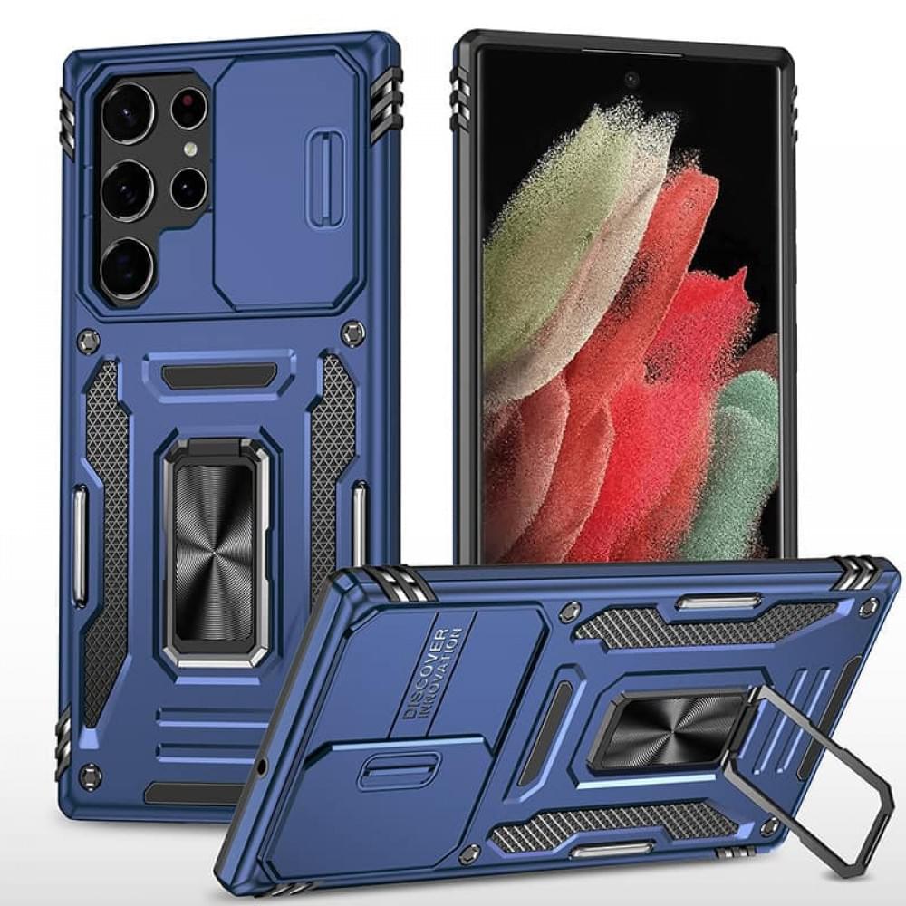Ударостійкий чохол Camshield Army Ring для Samsung Galaxy S24 Ultra Синій / Navy