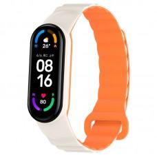 Ремінець Dual-color Magnetic для Xiaomi Mi Band 7/6/5/4/3 White / Orange