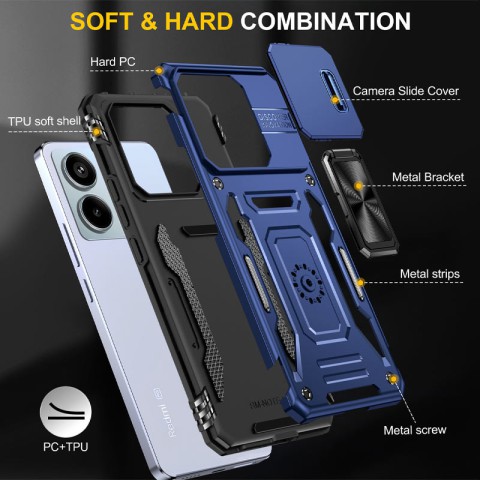 Ударостійкий чохол Camshield Army Ring для Xiaomi Redmi Note 13 4G Синій / Navy