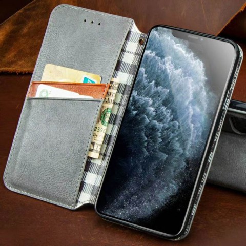 Шкіряний чохол-книжка GETMAN Cubic (PU) для Xiaomi Redmi Note 9 / Redmi 10X Сірий
