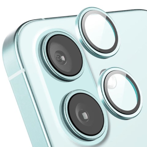 Захисне скло Metal Classic на камеру (у упак.) для Apple iPhone 16 (6.1") / 16 Plus (6.7") Бірюзовий / Azure