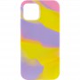 Чохол Silicone case full Aquarelle для Apple iPhone 12 Pro / 12 (6.1") Сиренево-жовтий