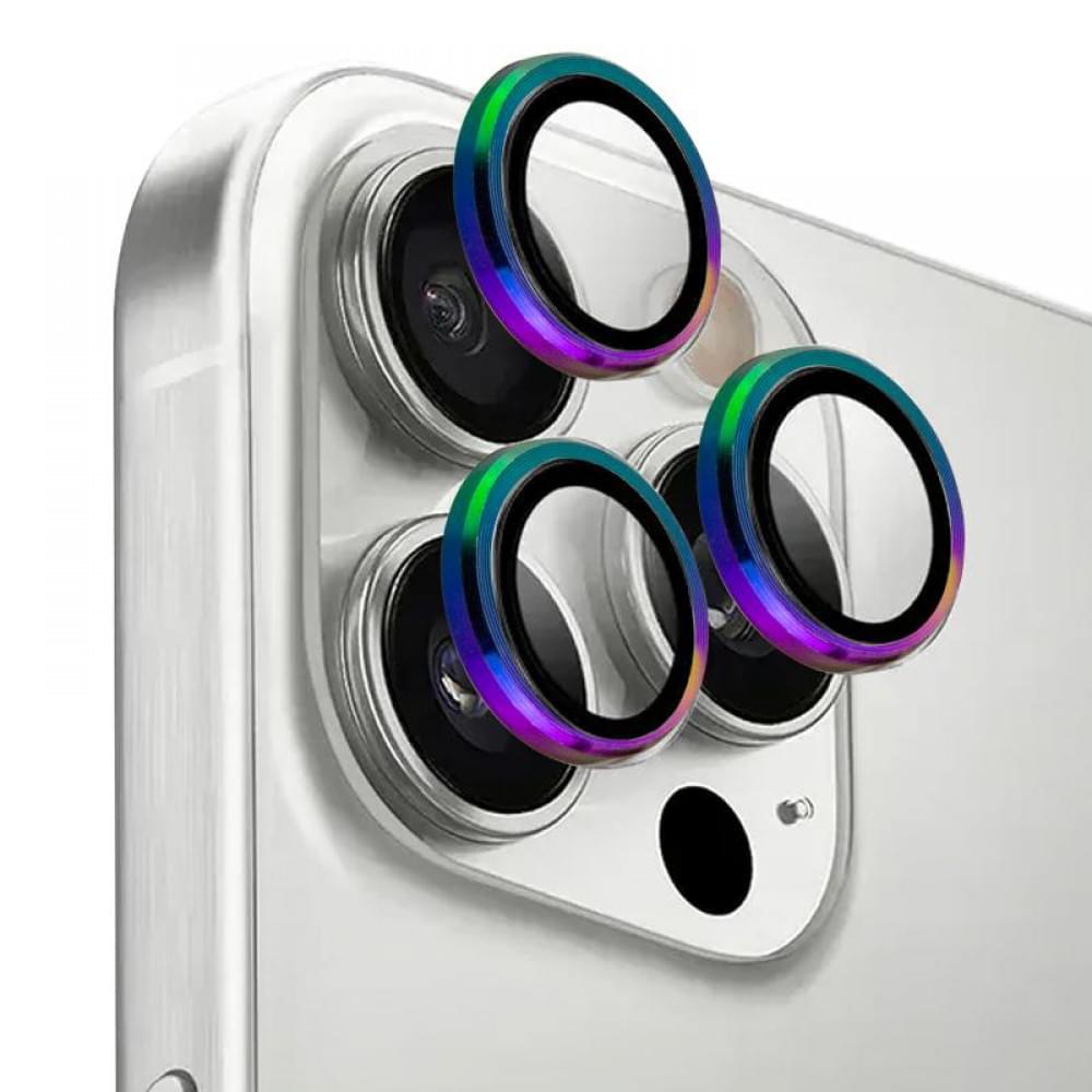 Захисне скло Metal Classic на камеру (у упак.) для Apple iPhone 17 Pro (6.3") / 17 Pro Max (6.9") Бузковий / Rainbow