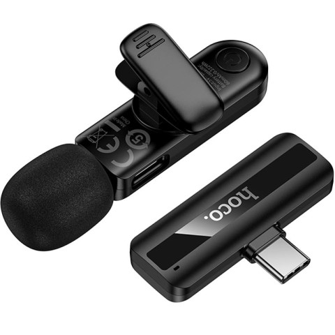 Петличний бездротовий мікрофон Hoco L20 Fair Type-C Black