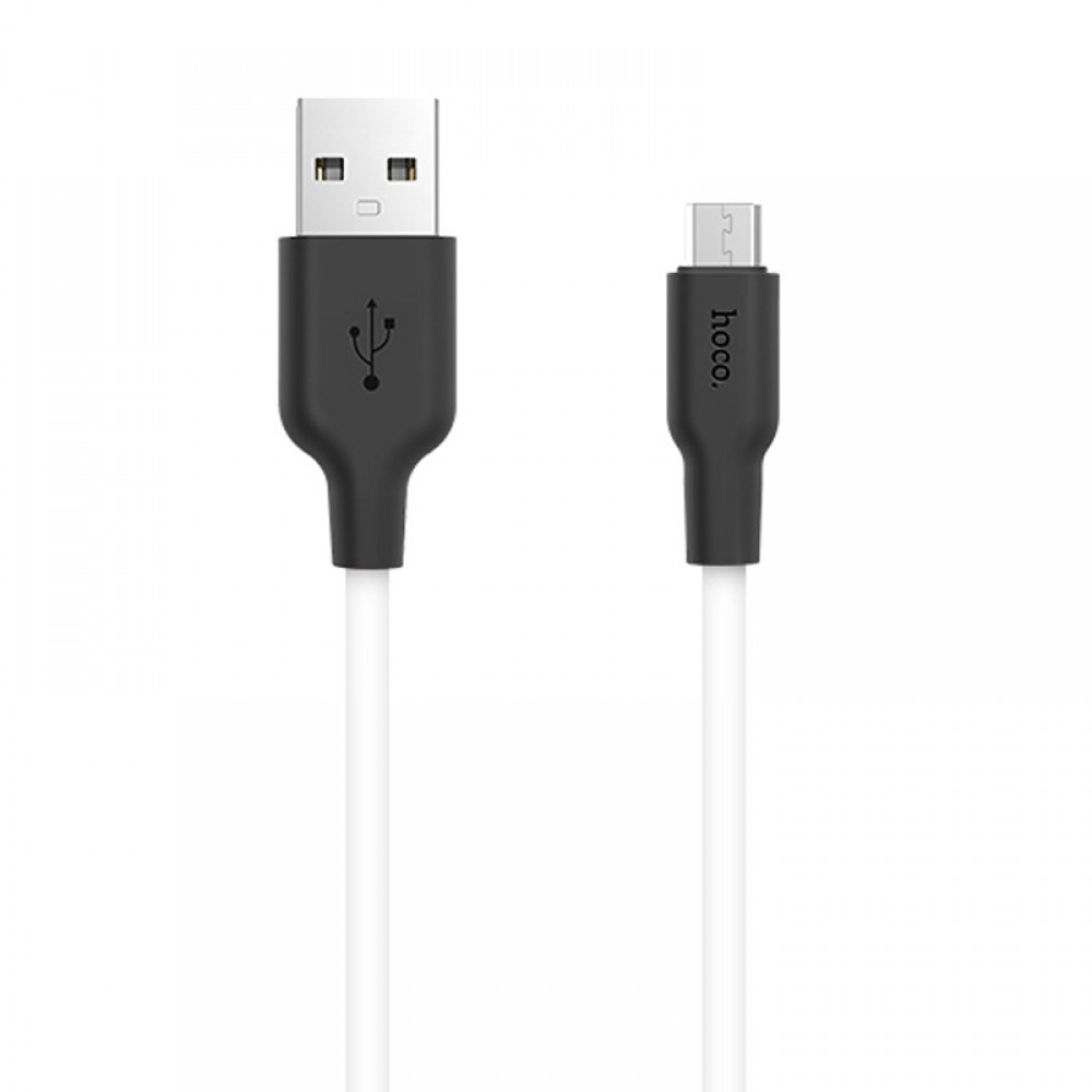 Дата кабель Hoco X21 Plus Silicone MicroUSB Cable (1m) Чорний / Білий