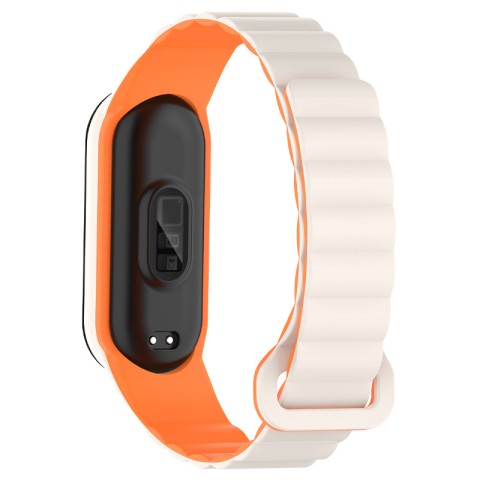 Ремінець Dual-color Magnetic для Xiaomi Mi Band 7/6/5/4/3 White / Orange