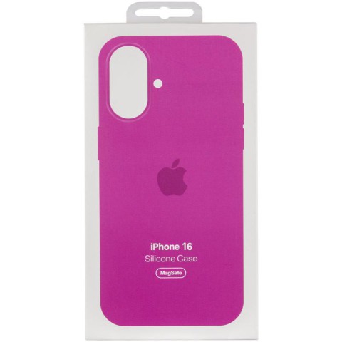 Чохол Silicone case (AAA) with Magsafe and Animation (button) для Apple iPhone 16 (6.1") Fuchsia