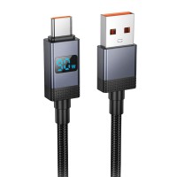 Дата кабель Hoco X118 Generous with display USB to Type-C 5A (1m) Black