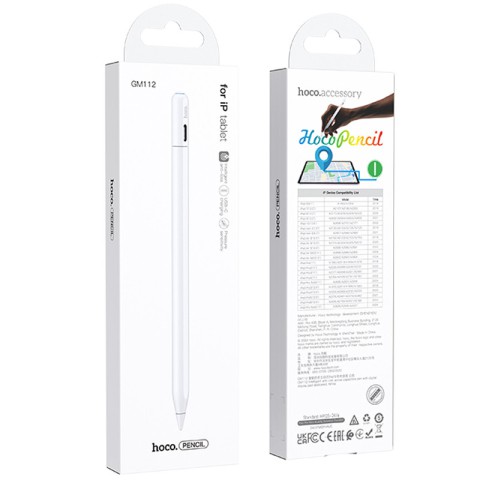 Стілус Hoco GM112 Intelligent anti-lost active capacitive pen with digital display for iPad White
