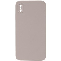 Чохол Silicone Case Square Full Camera Protective (AA) NOLOGO для Apple iPhone X / XS (5.8") Сірий / Light Grey