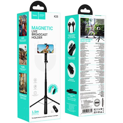 Монопод для селфі Hoco K25 magnetic трипод + знімний BT пульт Black