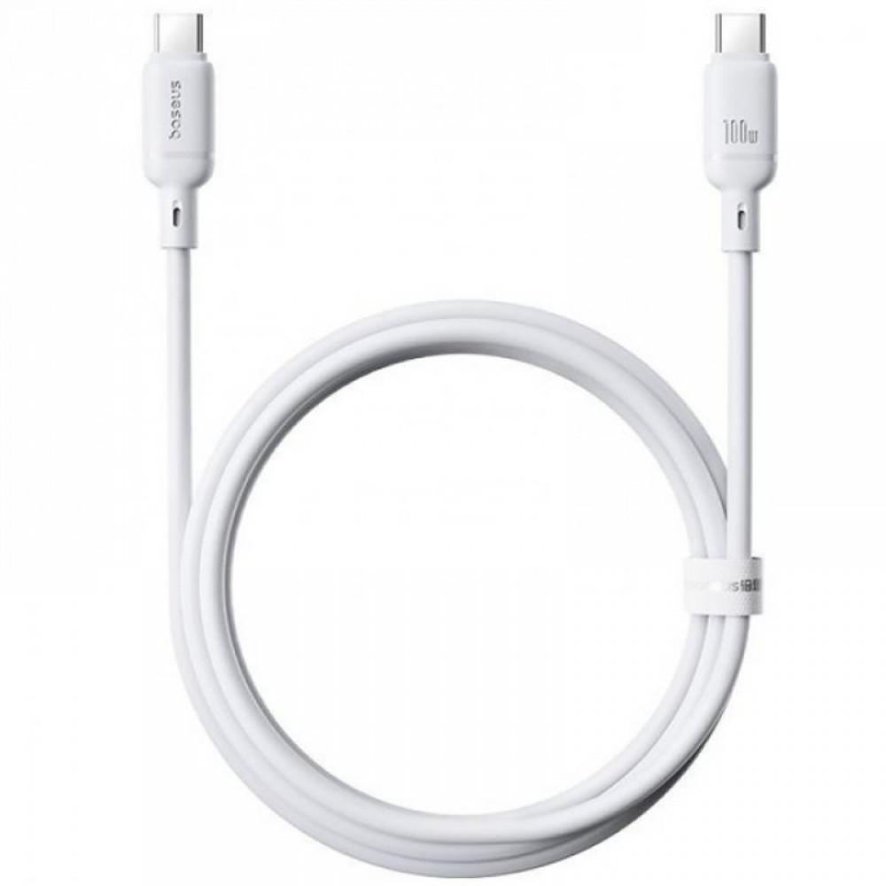 Дата кабель Baseus Silky Series OS Fast Charging Type-C to Type-C 100W (2m) (P10377704) Moon White Дата кабель Baseus Silky Series OS Fast Charging Type-C to Type-C 100W (2m) (P10377704) Moon White