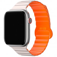 Ремінець BlueO Magnetic Silicone для Apple Watch 42(ser.1-3)/44/45/46/49mm White / Orange