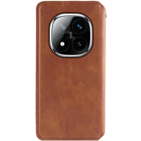 Шкіряний чохол-книжка GETMAN Cubic (PU) для Xiaomi Redmi Note 14 Pro 5G / 14 Pro+ Коричневий