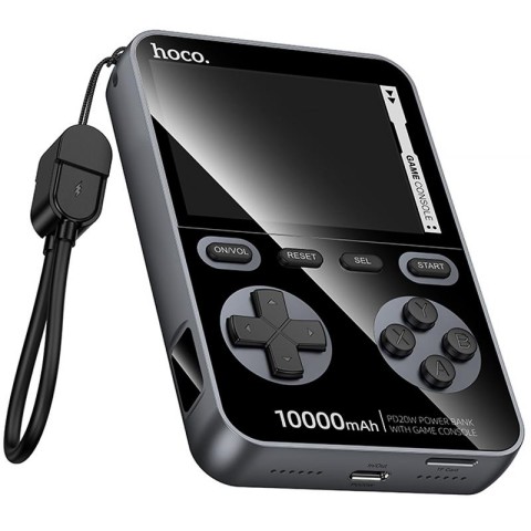 Портативний ЗП Power Bank Hoco Q47 Shine PD20W with cable + Game Console 10000 mAh Metal gray