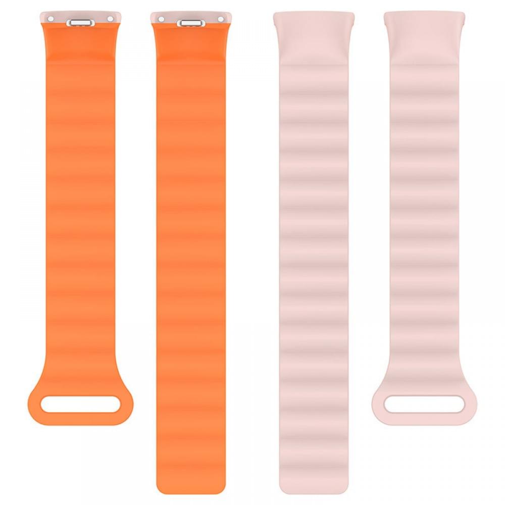 Ремінець Dual-color Magnetic для Xiaomi Mi Band 9/8/10 Light Pink / Orange