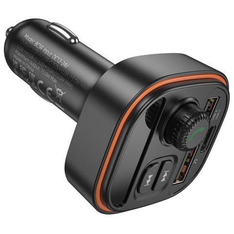 АЗП FM модулятор Borofone BC59 Heroic (2USB-A/1C) Black