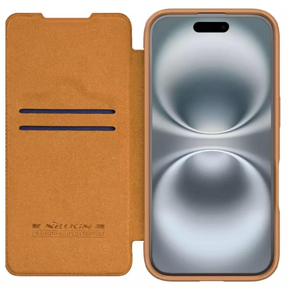 Шкіряний чохол-книжка Nillkin Qin Prop для Apple iPhone 16 (6.1") Brown