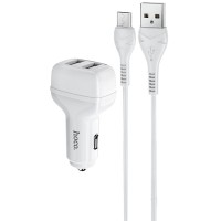 АЗП Hoco Z36 Leader 2.4A (2USB-A) + кабель USB to MicroUSB Білий