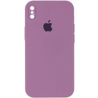 Чохол Silicone Case Square Full Camera Protective (AA) для Apple iPhone X / XS (5.8") Ліловий / Lilac Pride