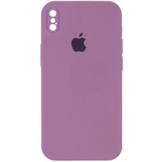 Чохол Silicone Case Square Full Camera Protective (AA) для Apple iPhone X / XS (5.8") Ліловий / Lilac Pride