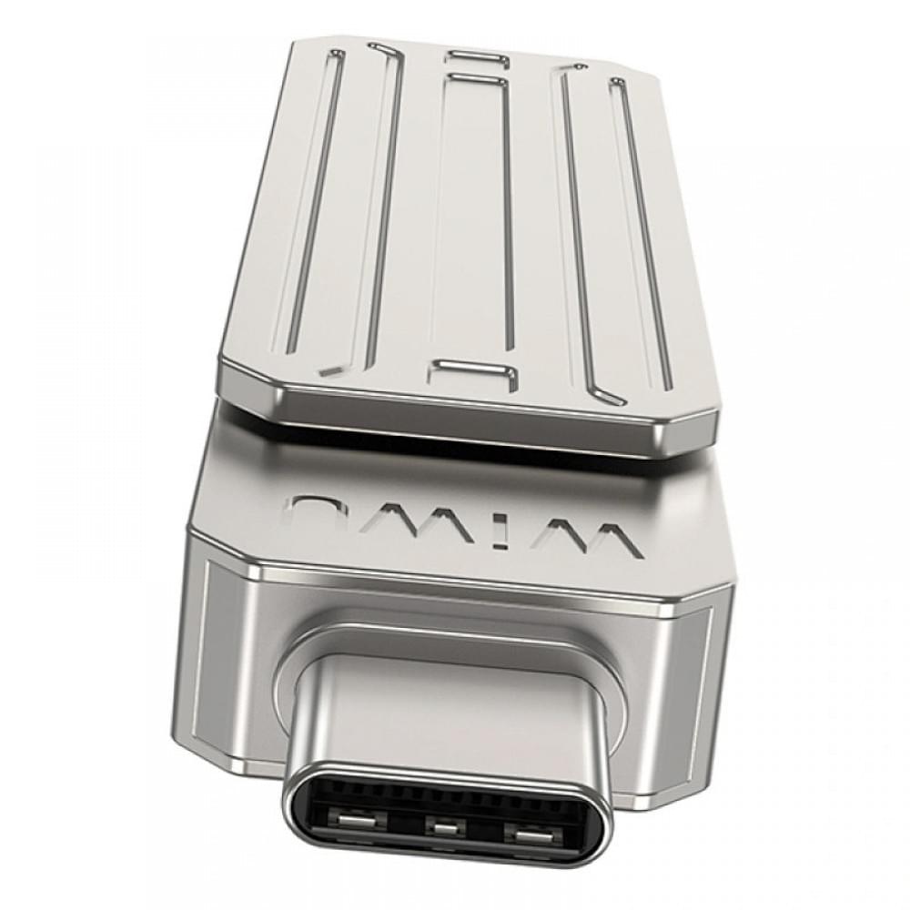 Флеш-накопичувач WIWU Wi-FD001 3in1 (USB-A/C/L) USB 3.0 — 64GB Silver