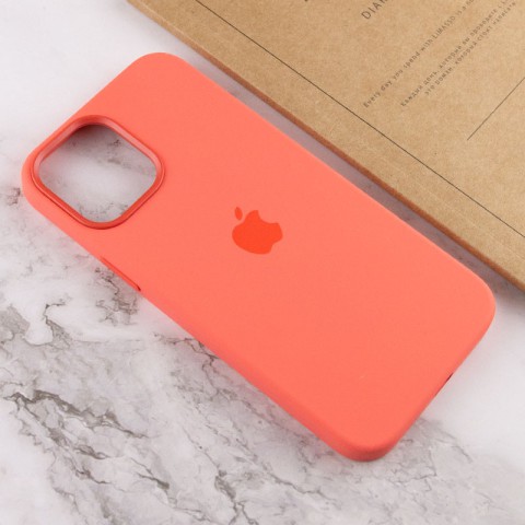 Чохол Silicone case (AAA) with Magsafe and Animation для Apple iPhone 12 Pro / 12 (6.1") Помаранчевий / Pink citrus