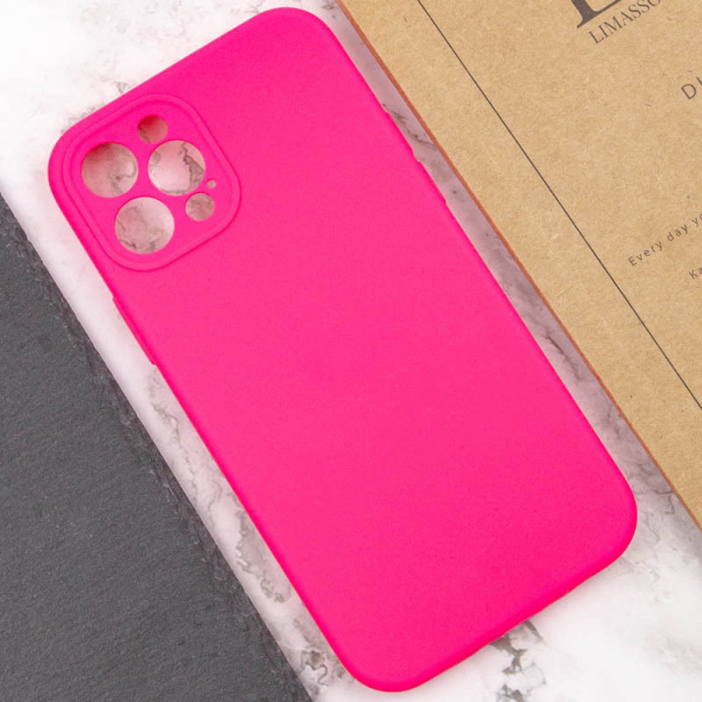 Чохол Silicone Case Full Camera Protective (AA) NO LOGO для Apple iPhone 12 Pro Max (6.7") Рожевий / Barbie pink