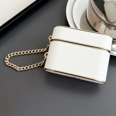 Шкіряний футляр Suitcase для навушників AirPods 3 White