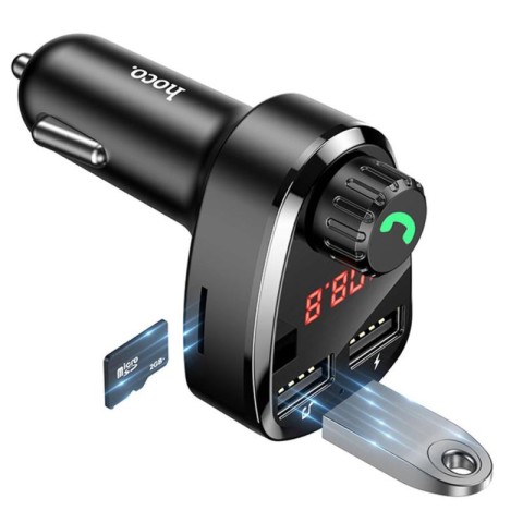 АЗП FM модулятор Hoco DE24 QC3.0 (2USB-A) Black