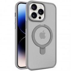 TPU+PC чохол Metal Buttons with MagSafe Colorful HQ Ring для Apple iPhone 15 Pro Max (6.7") Grey