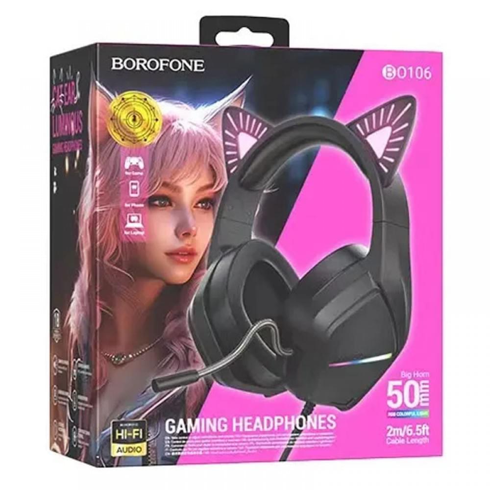 Накладні навушники Borofone BO106 Cute cat (USB+3.5mm/2m) Phantom Cat
