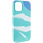 Чохол Silicone case full Aquarelle для Apple iPhone 12 Pro / 12 (6.1") Бирюзово-білий