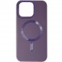 Шкіряний чохол Bonbon Leather Metal Style with MagSafe для Apple iPhone 14 (6.1") Фіолетовий / Dark Purple