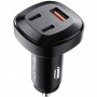 АЗП Acefast B3 66W(USB-C+USB-C+USB-A) three-port metal car charger Black