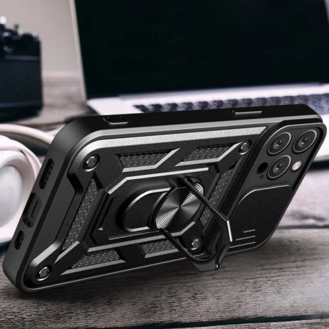 Чохол Ummi Camshield Serge Ring для Apple iPhone 12 Pro Max (6.7") Чорний / Black