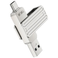 Флеш-накопичувач WIWU Wi-FD001 3in1 (USB-A/C/L) USB 3.0 — 64GB Silver