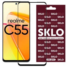 Захисне скло SKLO 3D (full glue) для Realme C55 Чорний