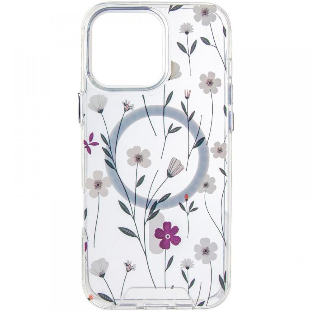 TPU+PC чохол Clear Garden with MagSafe для Apple iPhone 16 Pro Max (6.9") Cherry Petal
