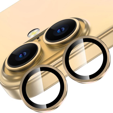 Захисне скло Metal Classic на камеру (у упак.) для Apple iPhone 16 (6.1") / 16 Plus (6.7") Золотий / Gold