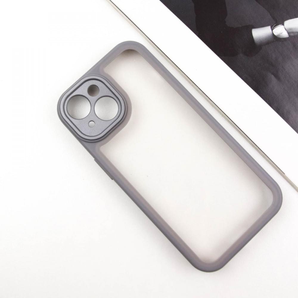 TPU чохол Transparent + Colour 1,5mm для Apple iPhone 15 (6.1") Grey