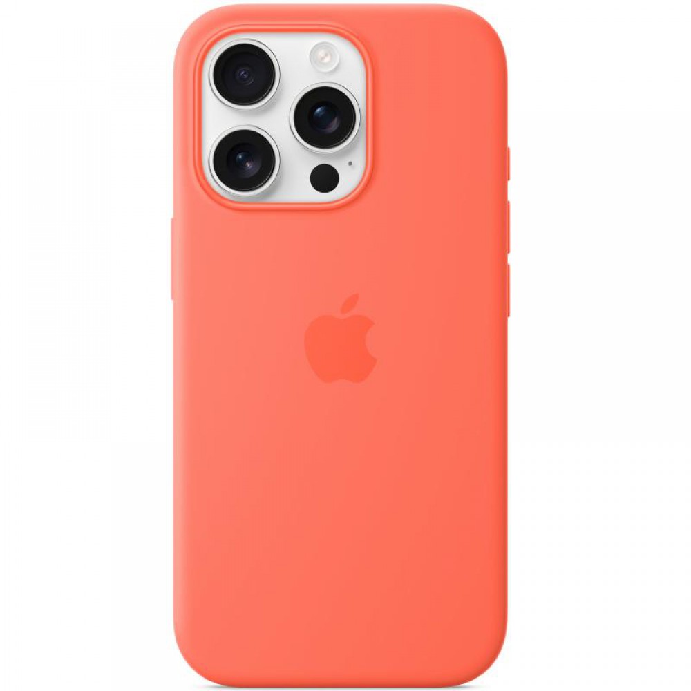 Чохол Silicone case (AAA) with Magsafe and Animation (button) для Apple iPhone 16 Pro Max (6.9") Tangerine