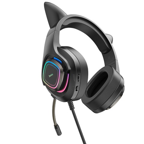 Накладні навушники Hoco W107 Cute cat (USB+3.5mm/2m) Phantom Cat