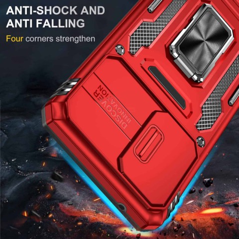 Ударостійкий чохол Camshield Army Ring для Samsung Galaxy A13 4G / A04s Червоний / Red