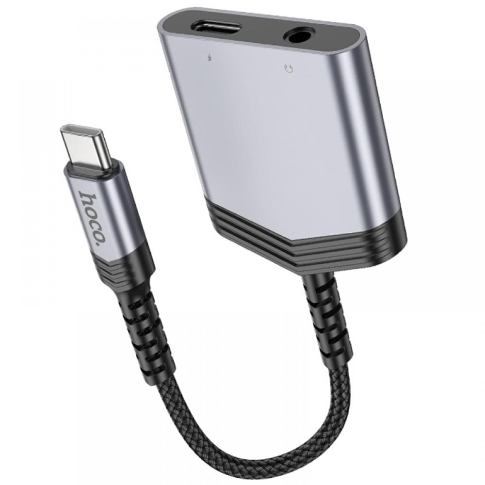 Перехідник Hoco LS39 Type-C to Type-C + 3.5mm Metal gray