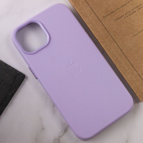 Шкіряний чохол Leather Case (AA Plus) with MagSafe для Apple iPhone 14 (6.1") Elegant purple